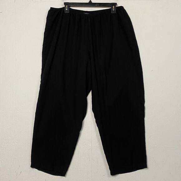 Citron Santa Monica Black 100% Silk Textured Lagenlook Pants Size 1X - Picture 1 of 7